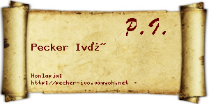 Pecker Ivó névjegykártya